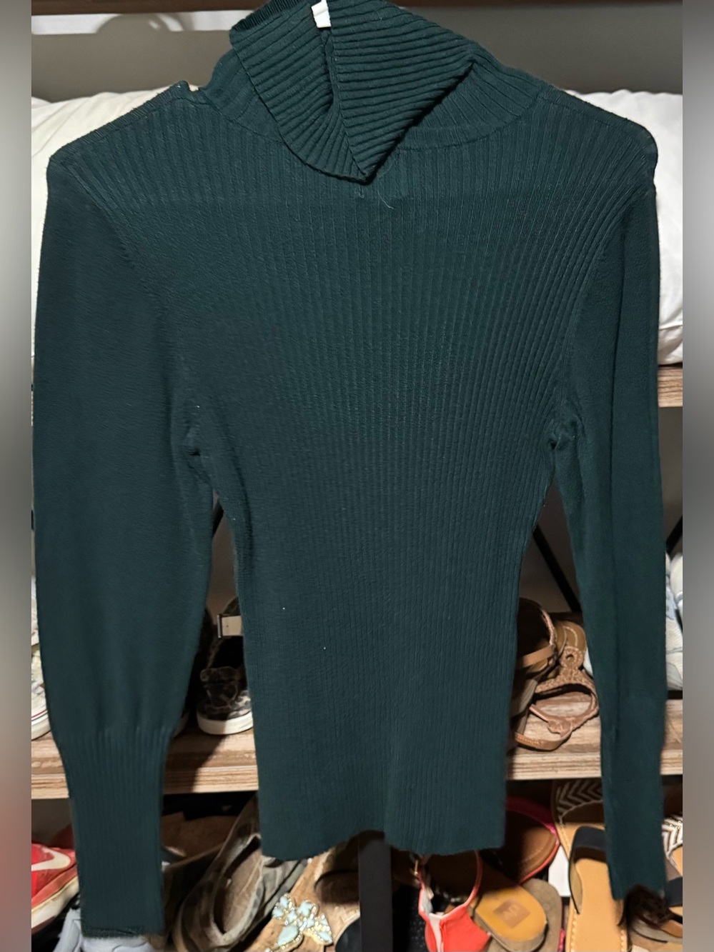 Worthington Ribbed Turtleneck Sweater - Deep Teal/Emerald